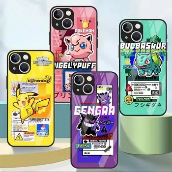 Стеклянный чехол для Apple iPhone 13 11 14 Pro 12 7 8 Plus SE 2022 XR X XS Max 6 6S закаленный чехол для телефона Pokemon Pikachu iPhone 14 Pro Max