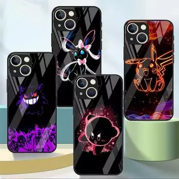 Стеклянный чехол для Apple iPhone 13 11 14 Pro 12 7 8 Plus SE 2022 XR X XS Max 6 6S закаленный чехол для телефона аниме покемон Япония iPhone 14 Pro Max