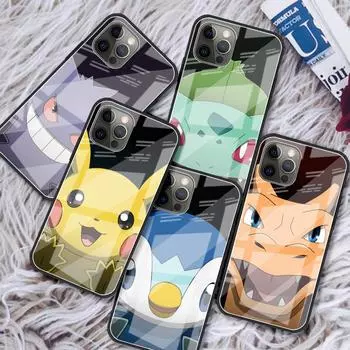 Стеклянный чехол для Apple iPhone 13 Pro Max 11 12 Mini XR SE 2020 7 8 Plus X XS 6 6S Модный чехол для телефона с изображением милого покемона iPhone 6 6S