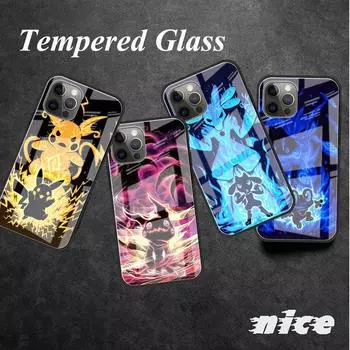 Стеклянный чехол для Apple Iphone 13 Pro Max 11 12 Mini Xr Se 2020 7 8 Plus X Xs 6 6s Модный чехол для телефона в виде ракушки Pokemon Cool Pikachu iPhone 12