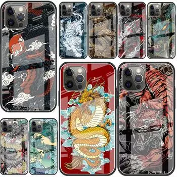 Стеклянный чехол для Apple iPhone 14 13 Pro 11 12 7 8 Plus SE 2022 XR X XS Max 6 6S закаленный чехол для телефона с изображением дракона iPhone 14 Plus