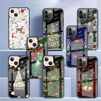 Стеклянный чехол для Apple iPhone 14 13 11 12 Pro 7 XR X XS Max 8 6 6s Plus SE 2022 13Pro закаленный телефон Tampa Snow Merry Christmas iPhone 7Plus(8 Plus)