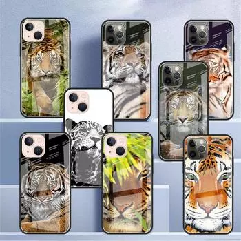 Стеклянный чехол для Apple iPhone 14 13 11 12 Pro 7 XR X XS Max 8 6 6s Plus SE 2022 13Pro закаленный телефон Tampa Tiger Cool iPhone 7Plus(8 Plus)