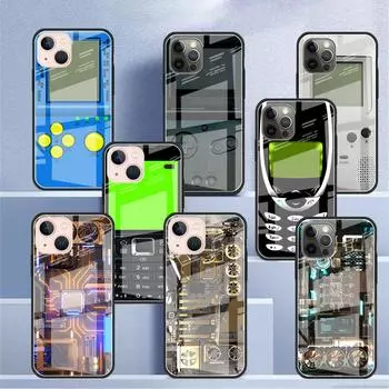 Стеклянный чехол для Apple iPhone 14 13 11 12 Pro 7 XR X XS Max 8 6 6s Plus SE 2022 13Pro закаленный телефон Tampa Vintage Circuit Board iPhone 7Plus(8 Plus)