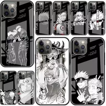 Стеклянный чехол для Apple iPhone 14 13 Pro 11 12 7 8 Plus SE 2022 XR X XS Max 6 6S, чехол для телефона, милый чехол для телефона Jujutsu Kaisen Gojo Satoru Anime iPhone 14 Plus