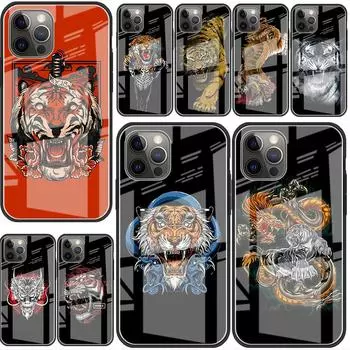 Стеклянный чехол для Apple iPhone 14 13 Pro 11 12 7 8 Plus SE 2022 XR X XS Max 6 6S закаленный чехол для телефона с изображением тигра и животного iPhone 14 Plus