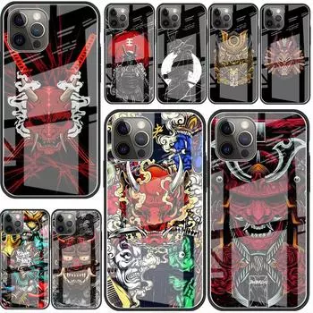 Стеклянный чехол для Apple iPhone 14 13 Pro 11 12 7 8 Plus SE 2022 XR X XS Max 6 6S закаленный чехол для телефона маска самурая Они iPhone 14 Plus