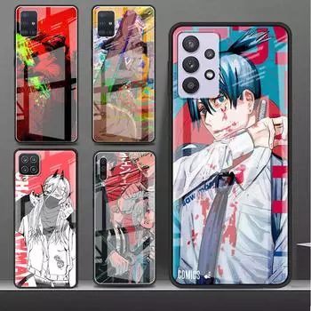 Стеклянный чехол для Samsung Galaxy A52 A51 A71 A50 A21s A12 A70 A31 A53 A72 A32 A13 A41 A30 A10 A23 Чехол для телефона Manga Chainsaw Man Samsung A30