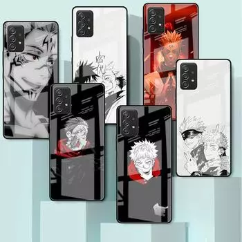 Стеклянный чехол для Samsung Galaxy A52 A71 A50 A51 A70 A21s A31 A72 A10 A12 A30 A22 5G чехол для телефона милый дзюдзюцу кайсен аниме Samsung A71 5G