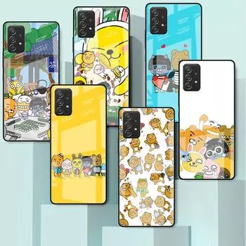 Стеклянный чехол для Samsung Galaxy A52 A71 A50 A51 A70 A21s A31 A72 A10 A12 A30 A22 5G чехол для телефона Kakao Friends Cute Samsung A41