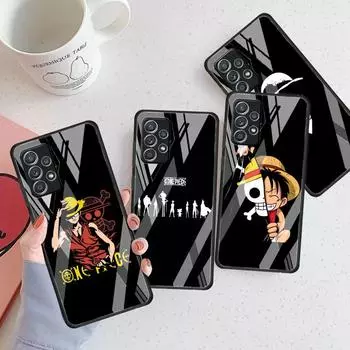 Стеклянный чехол для Samsung Galaxy A52 A71 A50 A51 A70 A21s A31 A72 A10 A12 A30 A22 5G чехол для телефона Anime One-Piece Samsung A53 5G