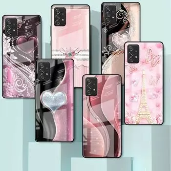 Стеклянный чехол для Samsung Galaxy A52 A71 A50 A51 A70 A21s A31 A72 A10 A12 A30 A22 5G, чехол для телефона Love Bow Samsung A71 5G