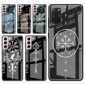 Стеклянный чехол для Samsung Galaxy S20 FE S21 Plus S10 Note 20 Ultra 10 Lite S9 S8 S10e 9, роскошный чехол для телефона Viking Vegvisir Logo Sac Samsung Note 9