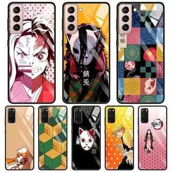 Стеклянный чехол для Samsung Galaxy S21 S20 Ultra S10 Plus Lite S20fe 5g S10e S9 S8, бампер, чехол, чехол, аниме, убийца демонов, цвет For Samsung S20Ultra