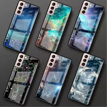 Стеклянный чехол для Samsung Galaxy S22 S20 FE S21 5G S10 S9 Plus Note 10 20 Lite закаленный чехол для телефона Star Cloud Leather