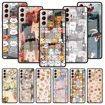 Стеклянный чехол для Samsung Galaxy S22 S20 FE S21 Plus, чехол для телефона S10 5G S9 Note 20 Ultra 10 Lite, чехол с милыми собаками, кошками, животными Samsung S10 5G