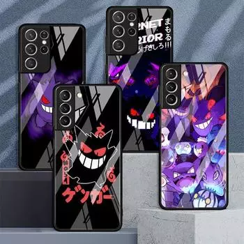 Стеклянный чехол для Samsung Galaxy S22 S20 FE S21 Plus, чехол для телефона S10 5G S9 Note 20 Ultra 10 Lite Shell Funny Pokemon Gengar Samsung S21 5G