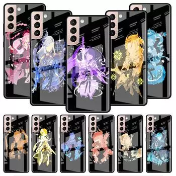Стеклянный чехол для Samsung Galaxy S22 S20 FE S21 5G S10 S9 Plus Note 10 20 Lite закаленный чехол для телефона аниме Genshin Impact Cool Samsung S22 Ultra 5G