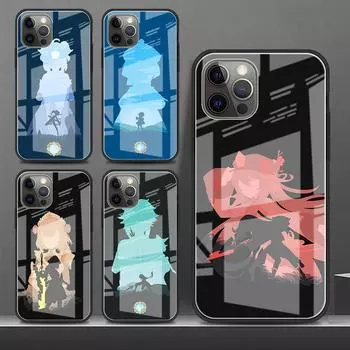 Стеклянный чехол для телефона для iPhone 13 mini 11 12 Pro 7 8 X XR 6 6S Plus 5 XS Max SE закаленный чехол для мобильного телефона Genshin Impact аниме iPhone XS MAX