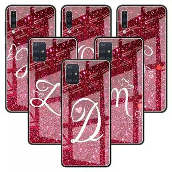 Стеклянный чехол для телефона Samsung Galaxy A51 A50 A71 A52 A70 A21s A72 A31 M31 M51 A30 A10, закаленная задняя крышка с абстрактными художественными буквами Samsung M30s