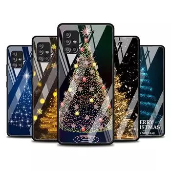 Стеклянный чехол для телефона Samsung Galaxy A52 A12 A51 A72 A32 A21s A13 A32 A31 A50 A40 A22 A72 A70 A53 Чехол Рождественский милый лось Samsung A50(A50s)