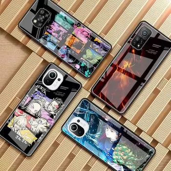 Стеклянный чехол для Xiaomi Mi Poco X3 NFC M3 11T Pro 10T Note 10 Lite 9T F3 11i Роскошный закаленный задний чехол для телефона аниме Demon Slayer Mi 11