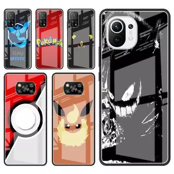 Стеклянный чехол для Xiaomi Mi Poco X4 Pro X3 NFC F3 11 Lite 11T Чехол для телефона Redmi Note 10 11 9 10S 9S 8 9A 9C Аниме Покемон Shell Redmi Note 8 Pro