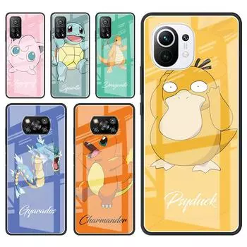 Стеклянный чехол для Xiaomi Mi Poco X4 Pro X3 NFC F3 11 Lite 11T, чехол для телефона Redmi Note 10 11 9 10S 9S 8 9A 9C аниме Pokemon 2 Redmi Note 8 Pro