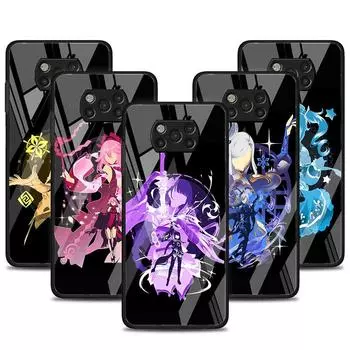 Стеклянный чехол для Xiaomi Poco X3 NFC 11 Lite 11T F3 M3 для Redmi Note 11 10 9 8 Pro 10S 9S 9A 9C, чехол для телефона Genshin Impact Cool Xiaomi Poco M3