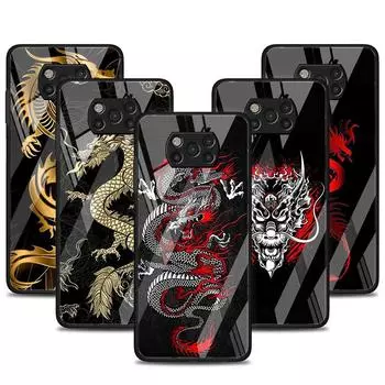 Стеклянный чехол для Xiaomi Poco X3 NFC 11 Lite 11T F3 M3 для Redmi Note 11 10 9 8 Pro 10S 9S 9A 9C, чехол для телефона с изображением дракона и животного Xiaomi Poco M3