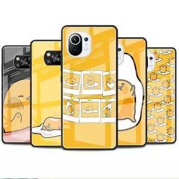 Стеклянный чехол для Xiaomi Poco X3 NFC 11 Lite 11T F3 M3 для Redmi Note 11 10 9 8 Pro 10S 9S 9A 9C, чехол для телефона Gudetama Xiaomi Mi 11