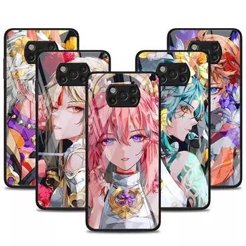 Стеклянный чехол для Xiaomi Poco X3 NFC 11 Lite 11T F3 M3 для Redmi Note 11 10 9 8 Pro 10S 9S 9A 9C, чехол для телефона Genshin Impact Xiaomi Poco M3