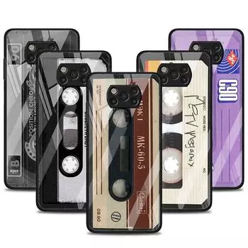 Стеклянный чехол для Xiaomi Poco X3 NFC 11 Lite 11T F3 M3 для Redmi Note 11 10 9 8 Pro 10S 9S 9A, винтажный чехол для телефона, кассета для камеры Xiaomi Poco M3