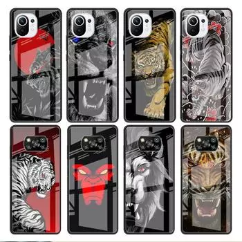 Стеклянный чехол для Xiaomi Poco X3 NFC 11 Lite 11T F3 M3 для Redmi Note 11 10 9 8 Pro 10S 9S 9A 9C, чехол для телефона Лев Волк Redmi Note 9S