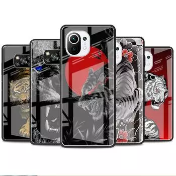 Стеклянный чехол для Xiaomi Poco X3 NFC 11 Lite 11T F3 M3 для Redmi Note 11 10 9 8 Pro 10S 9S 9A 9C, чехол для телефона Лев Волк Xiaomi Poco M3