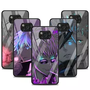 Стеклянный чехол для Xiaomi Poco X3 NFC 11 Lite 11T F3 M3 для Redmi Note 11 10 9 8 Pro 10S 9S 9A 9C Чехол для телефона Jujutsu Kaisen Xiaomi Poco M3