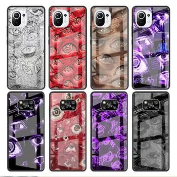 Стеклянный чехол для Xiaomi Poco X3 NFC 11 Lite 11T F3 M3 для Redmi Note 11 10 9 8 Pro 10S 9S 9A 9C чехол для телефона страшное лицо глаза смайлик Redmi Note 9S