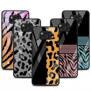 Стеклянный чехол для Xiaomi Poco X3 NFC 11 Lite 11T F3 M3 для Redmi Note 11 10 9 8 Pro 10S 9S 9A 9C, чехол для телефона с леопардовым узором Xiaomi Poco M3