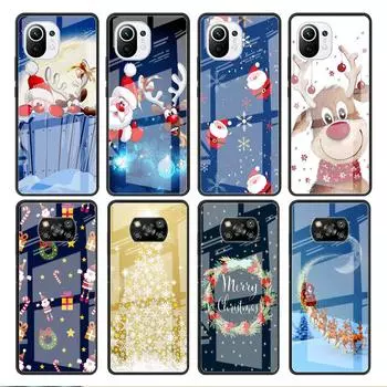 Стеклянный чехол для Xiaomi Poco X3 NFC 11 Lite 11T F3 M3 для Redmi Note 11 10 9 8 Pro 10S 9S 9A 9C чехол для телефона с рисунком Рождество Redmi Note 9S