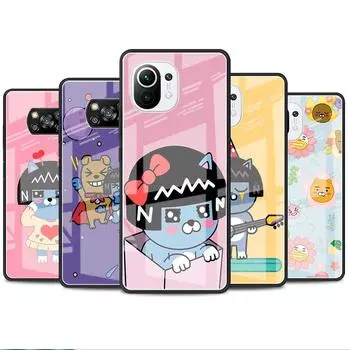 Стеклянный чехол для Xiaomi Poco X3 NFC 11 Lite 11T F3 M3 для Redmi Note 11 10 9 8 Pro 10S 9S 9A 9C чехол для телефона Kakao Friends Xiaomi Mi 11