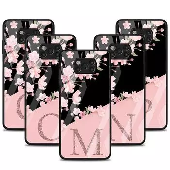 Стеклянный чехол для Xiaomi Poco X3 NFC 11 Lite 11T F3 M3 Redmi Note 11 10 9 8 10S, чехол для телефона на заказ, с цветком вишни, Initial M Xiaomi Poco M3