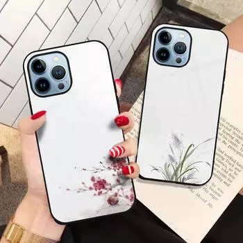 Стеклянный чехол Fundas в стиле ретро с цветами для Iphone 14 13 12 Pro Max Mini Xs Xr X, чехол для Iphone 7 8 6s Plus Se 2022 11, чехол For iPhone 14 Pro