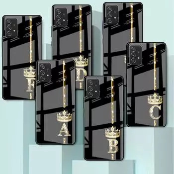 Стеклянный чехол из розового золота с 26 буквами ABC для Samsung Galaxy A52 A71 A50 A51 A70 A21s A31 A72 A10 A12 A30 A22 5G, чехол для телефона Samsung A53 5G