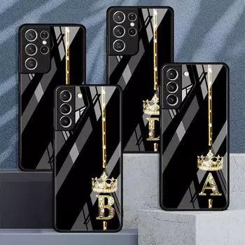 Стеклянный чехол из розового золота с 26 буквами ABC для Samsung Galaxy S22 S20 FE S21 Plus, чехол для телефона S10 5G S9 Note 20 Ultra 10 Lite Shell Samsung S22 Ultra 5G