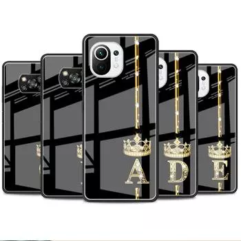 Стеклянный чехол из розового золота с 26 буквами ABC для Xiaomi Poco X3 NFC 11 Lite 11T F3 M3 Redmi Note 11 10 9 8 Pro 10S 9S 9A 9C, чехол для телефона Xiaomi Poco F3