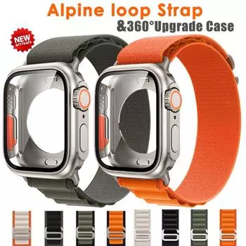 Стеклянный чехол, нейлоновый ремешок для Apple Watch 44 мм, 45 мм, 40 мм, 41 мм, чехол + ремешок, защитная пленка для экрана, IWatch Series 56 Se 7 8, переход на Ultra
