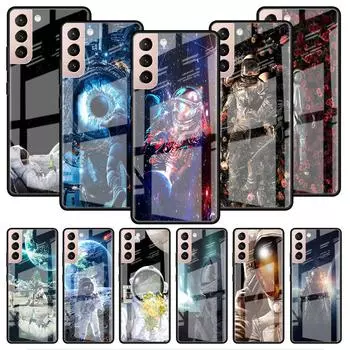 Стеклянный чехол с астронавтом и космической планетой для Samsung Galaxy S22 S20 FE S21 Plus, чехол для телефона S10 5G S9 Note 20 Ultra 10 Lite Samsung S21 5G