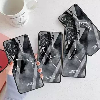Стеклянный чехол с двенадцатью созвездиями для Samsung Galaxy A52 A71 A50 A51 A70 A21s A31 A72 A10 A12 A30 A22 5G, чехол для телефона Samsung A53 5G
