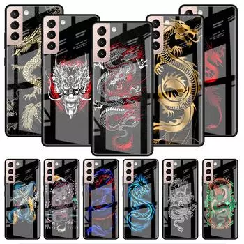 Стеклянный чехол с изображением дракона для Samsung Galaxy S22 S20 FE S21 Plus, чехол для телефона S10 5G S9 Note 20 Ultra 10 Lite Shell Samsung S22 Ultra 5G