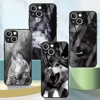 Стеклянный чехол с изображением волка и тигра для Apple iPhone 13 Pro 11 14 12 7 8 Plus SE 2022 XR X XS Max 6 6S, закаленный чехол для телефона iPhone 14 Pro Max